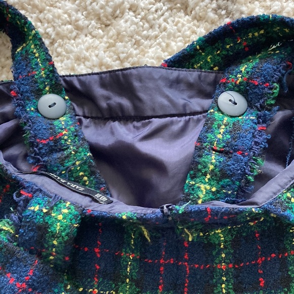 🎁Zara tweed green plaid strap skirt XS - Picture 8 of 8